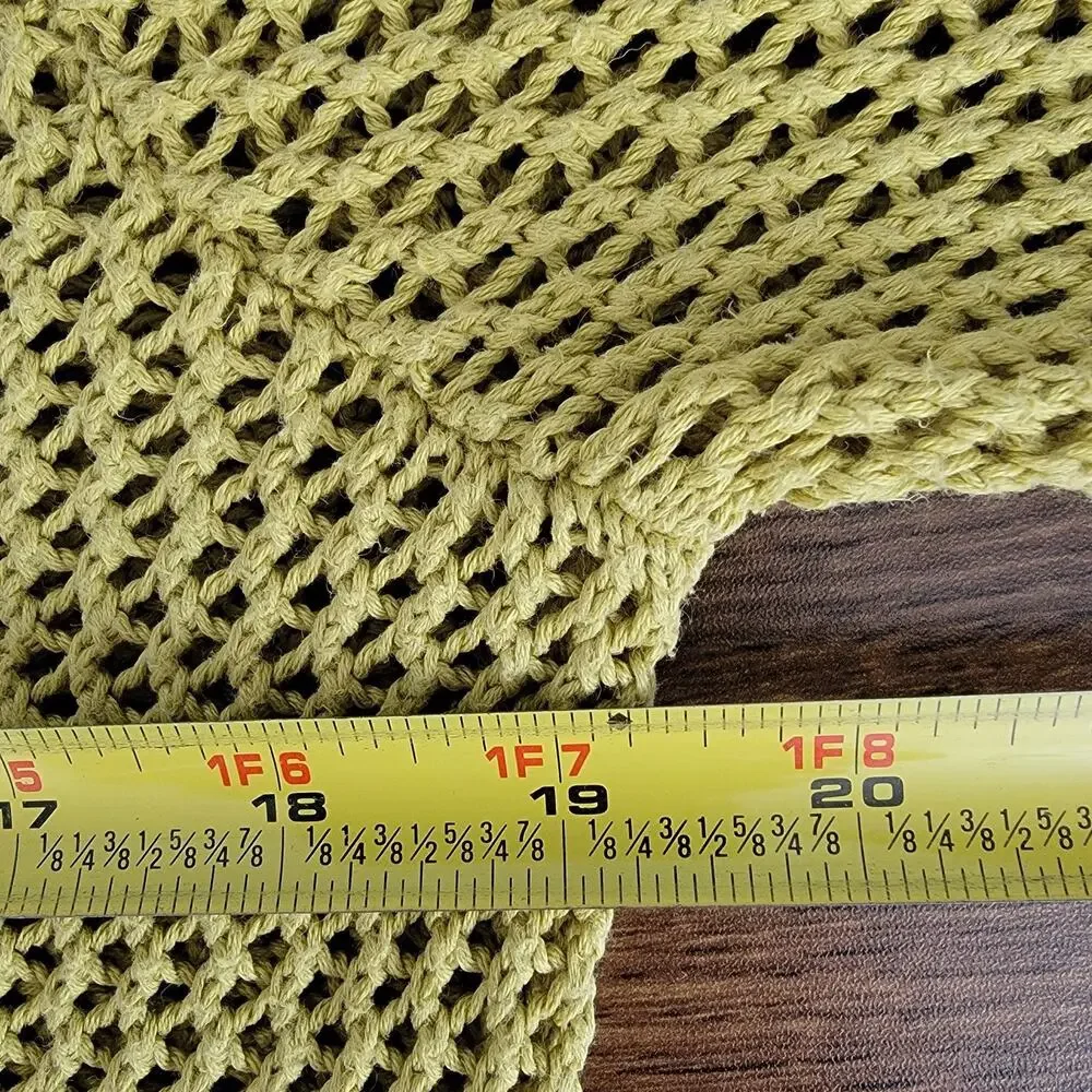 Chicos Green Sweater Open Weave Sz 2 (L 12) 100% Cotton Boho Cottagecore Casual